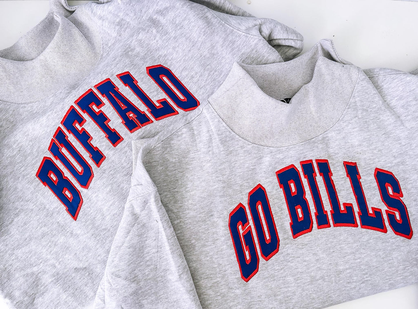 Varsity Lettered Mockneck Pullover GREY