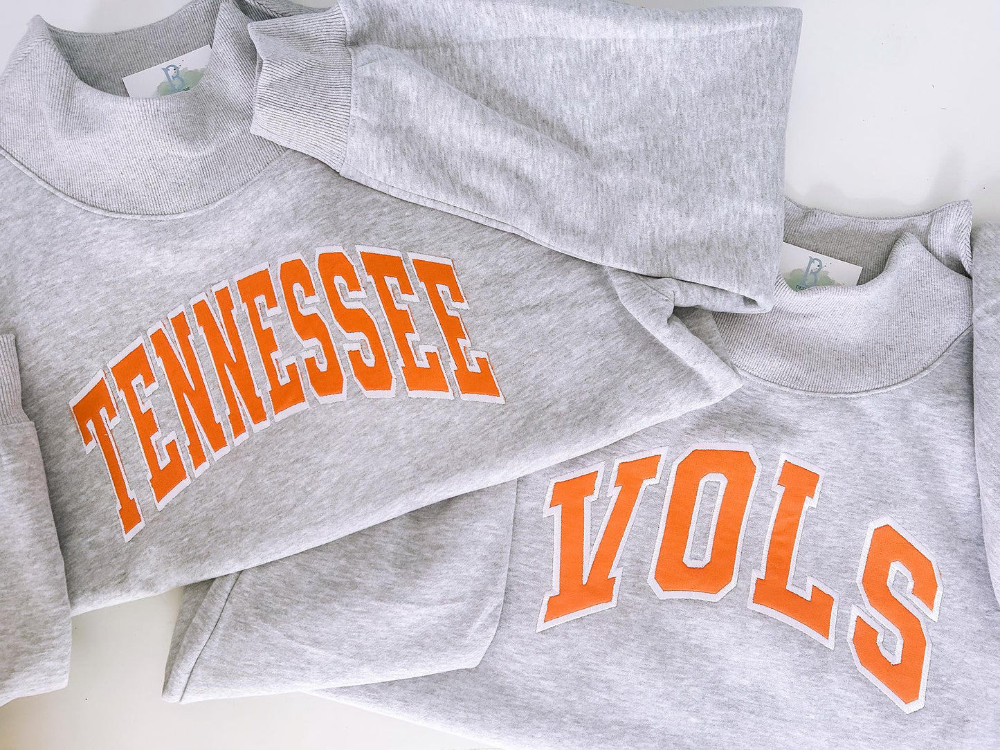 Varsity Lettered Mockneck Pullover GREY