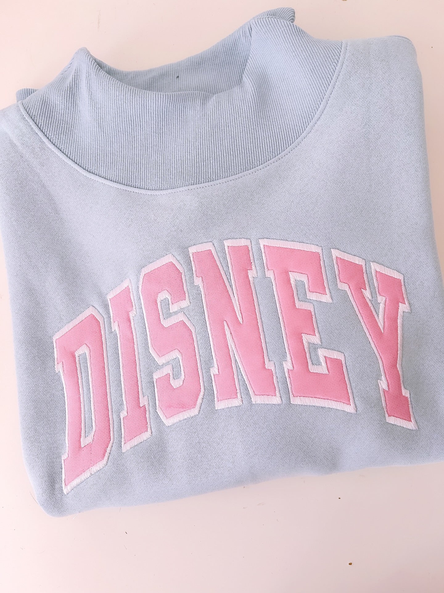 Varsity Lettered Mockneck Pullover LIGHT BLUE