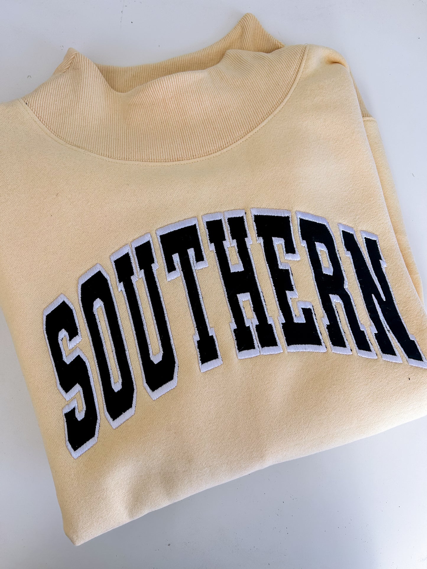Varsity Lettered Mockneck Pullover YELLOW