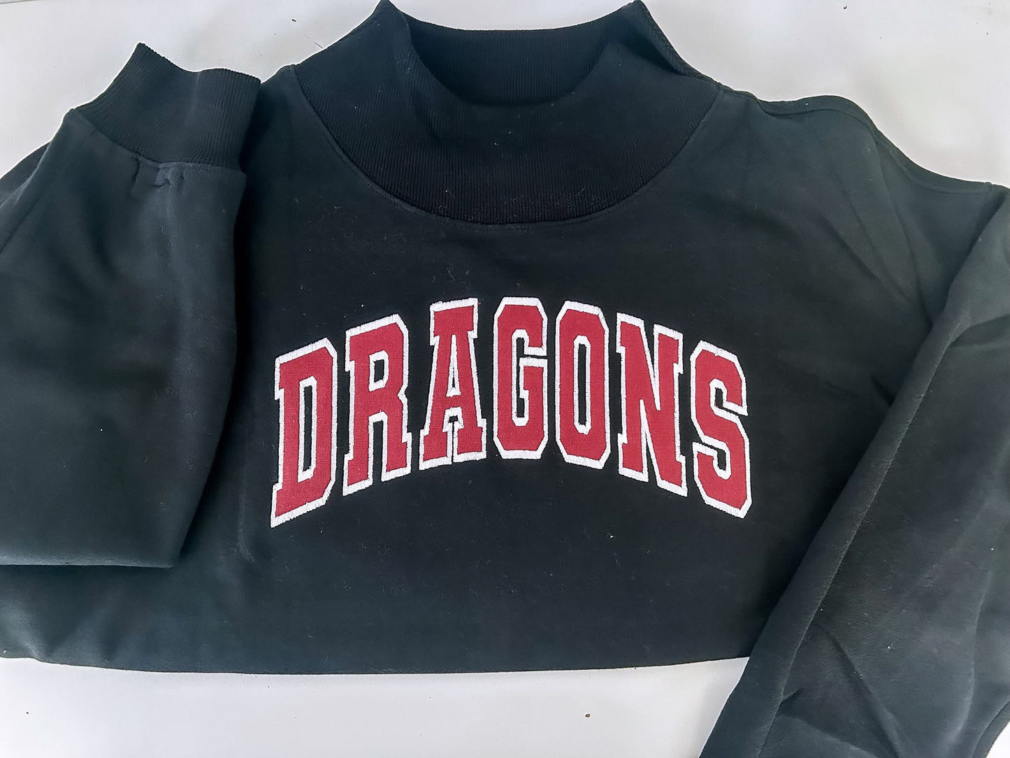 Varsity Lettered Mockneck Pullover BLACK