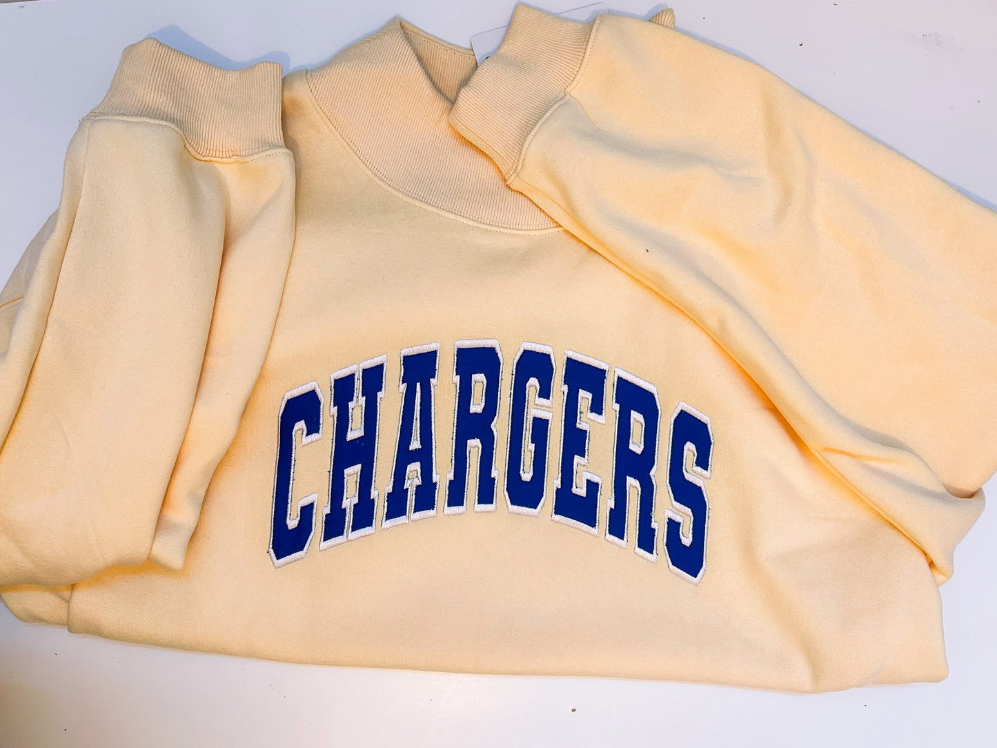 Varsity Lettered Mockneck Pullover YELLOW
