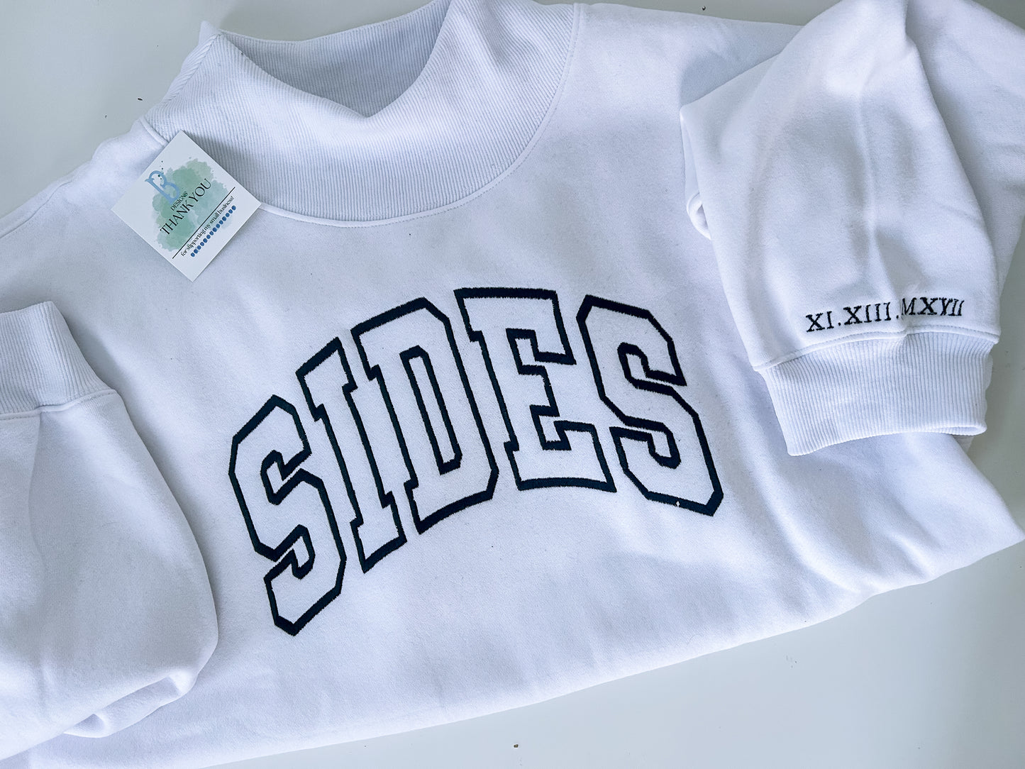 Varsity Lettered Mockneck Pullover WHITE