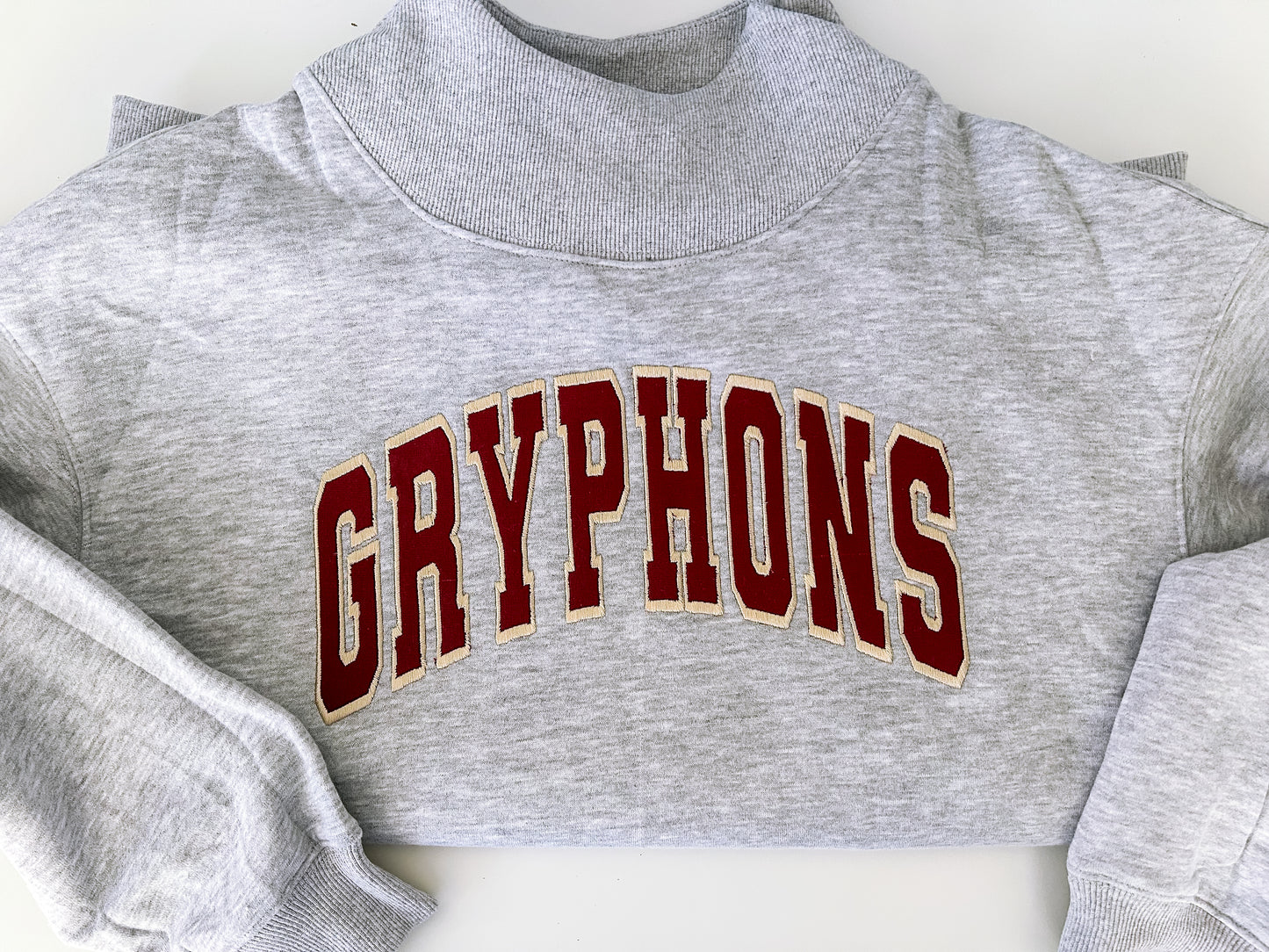 Varsity Lettered Mockneck Pullover GREY
